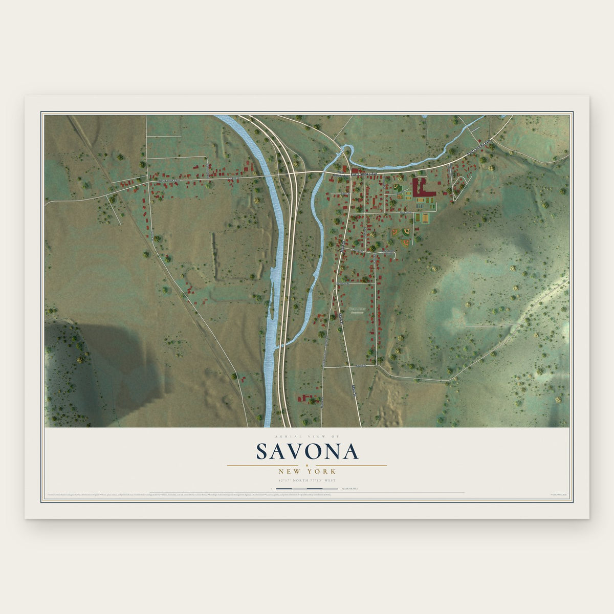 Savona, New York map print, the full design