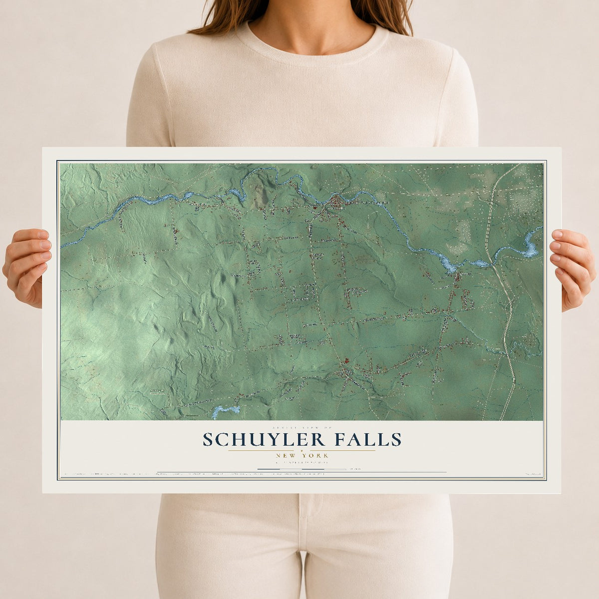 Schuyler Falls, New York map print, 12" x 18" Archival Matte Print mockup