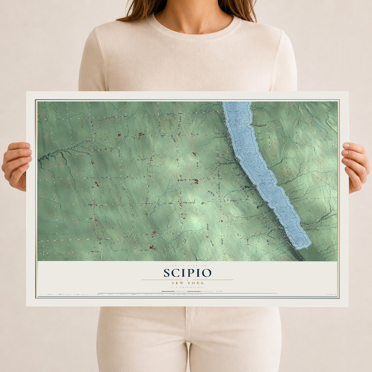 Scipio, New York map print, 12" x 18" Archival Matte Print mockup