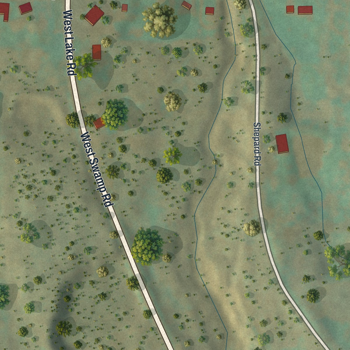 Close-up of the map of Scottsburg, New York print showing street and building detail