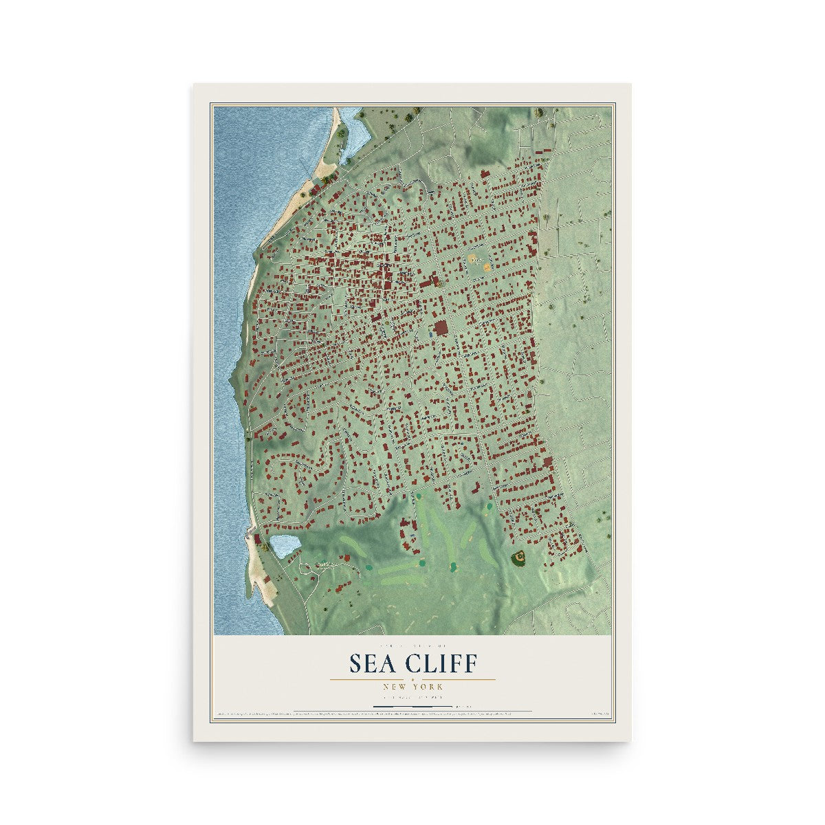 Sea Cliff, New York map print, 12" x 18" Archival Matte Print mockup