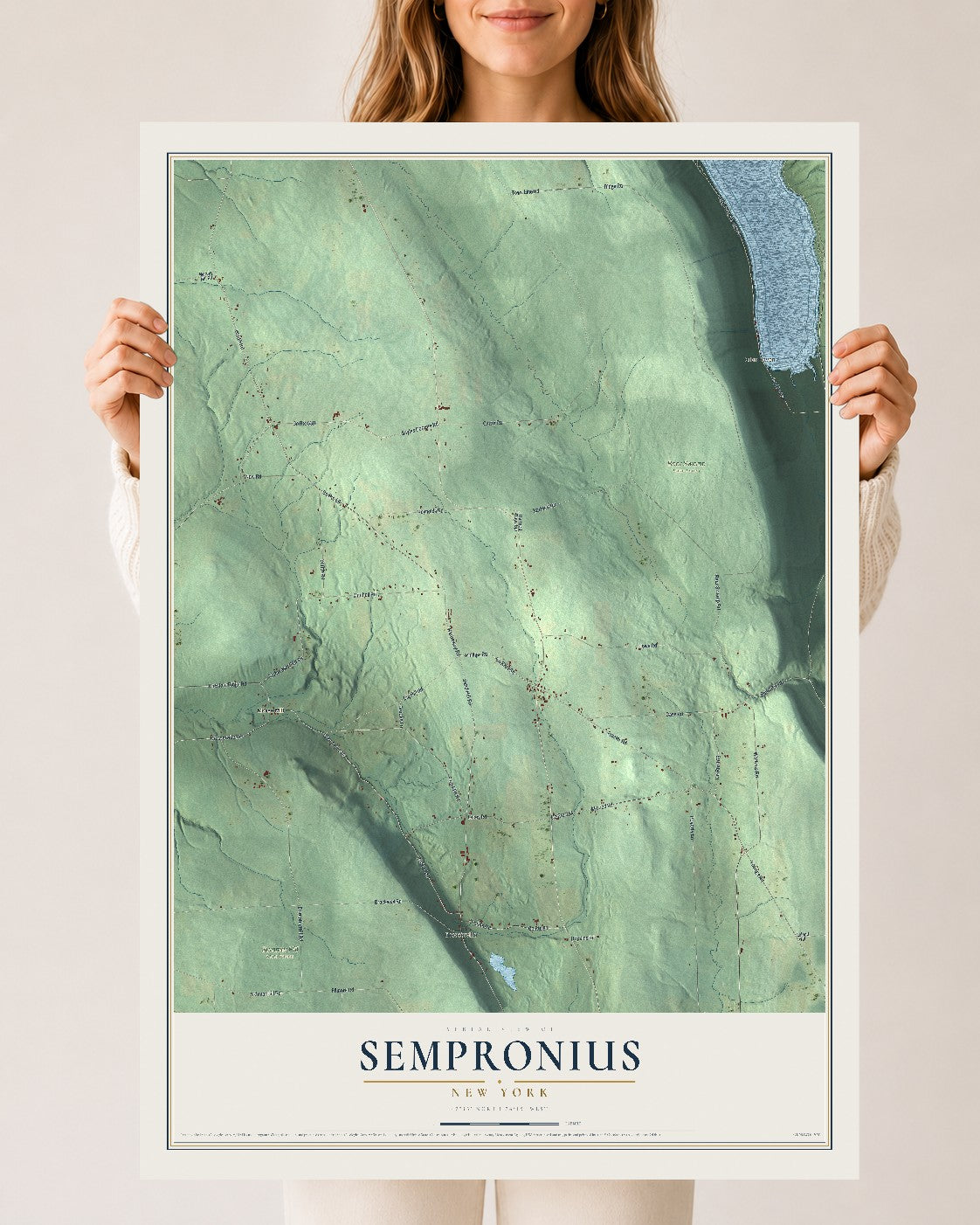 Sempronius, New York map print, 24" x 36" Archival Matte Print mockup