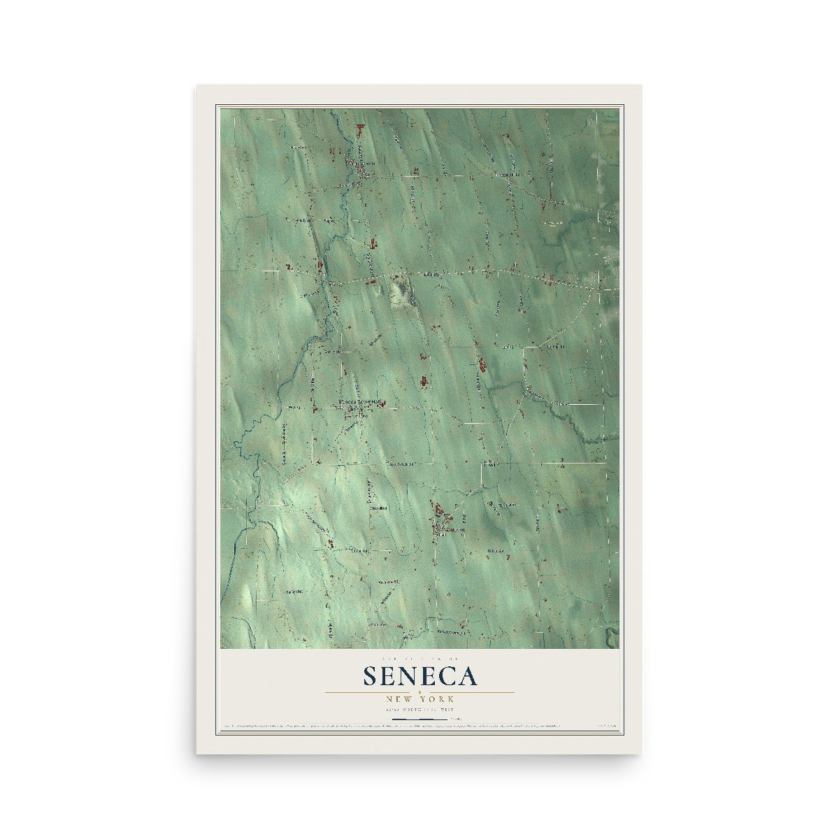 Seneca, New York map print, 12" x 18" Archival Matte Print mockup