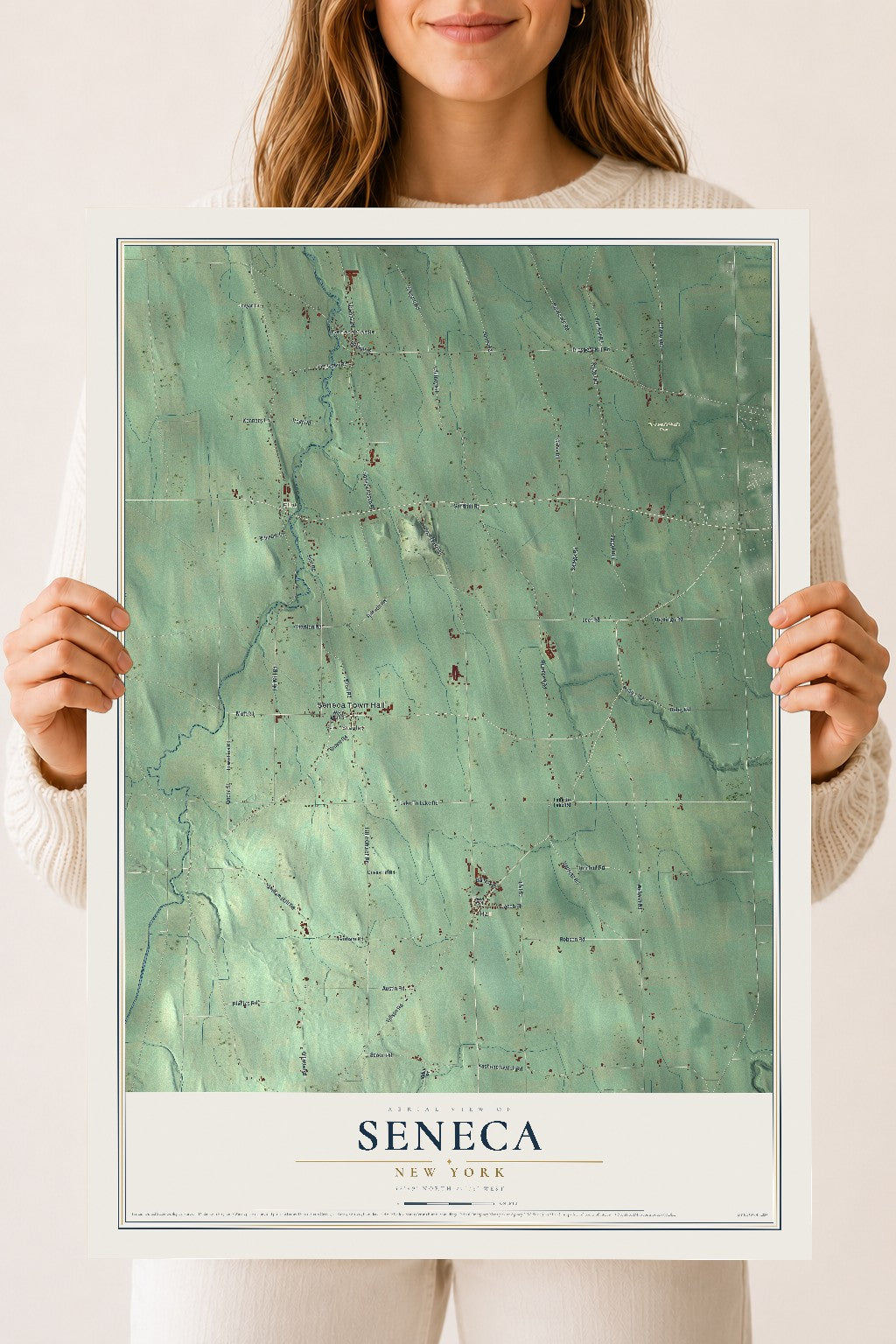 Seneca, New York map print, 18" x 24" Archival Matte Print mockup