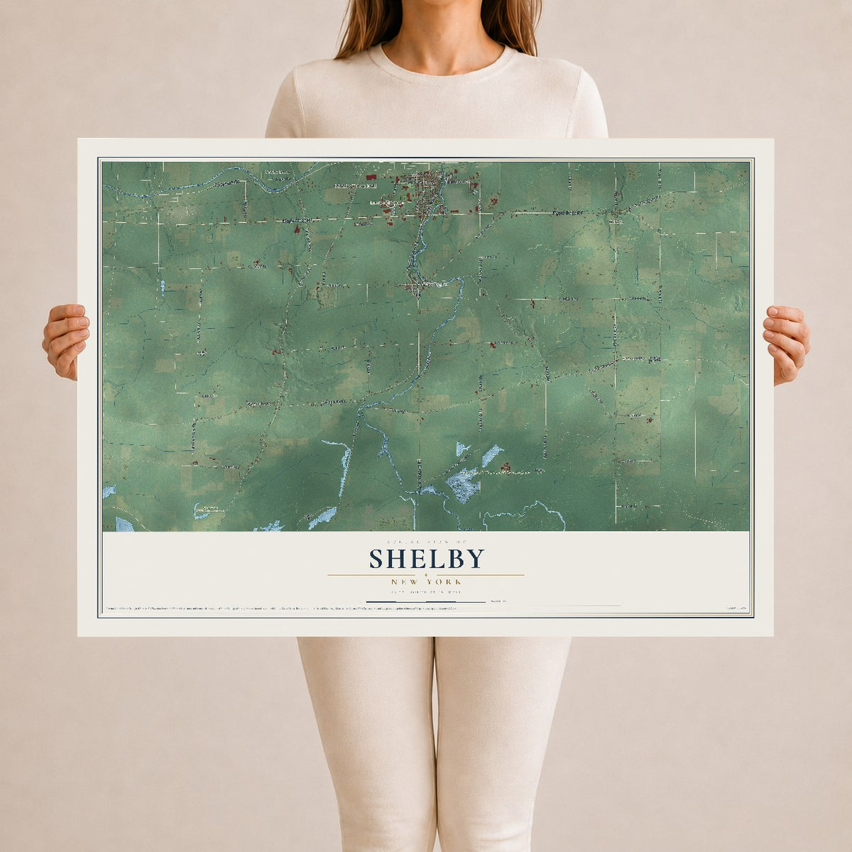 Shelby, New York map print, 24" x 36" Archival Matte Print mockup