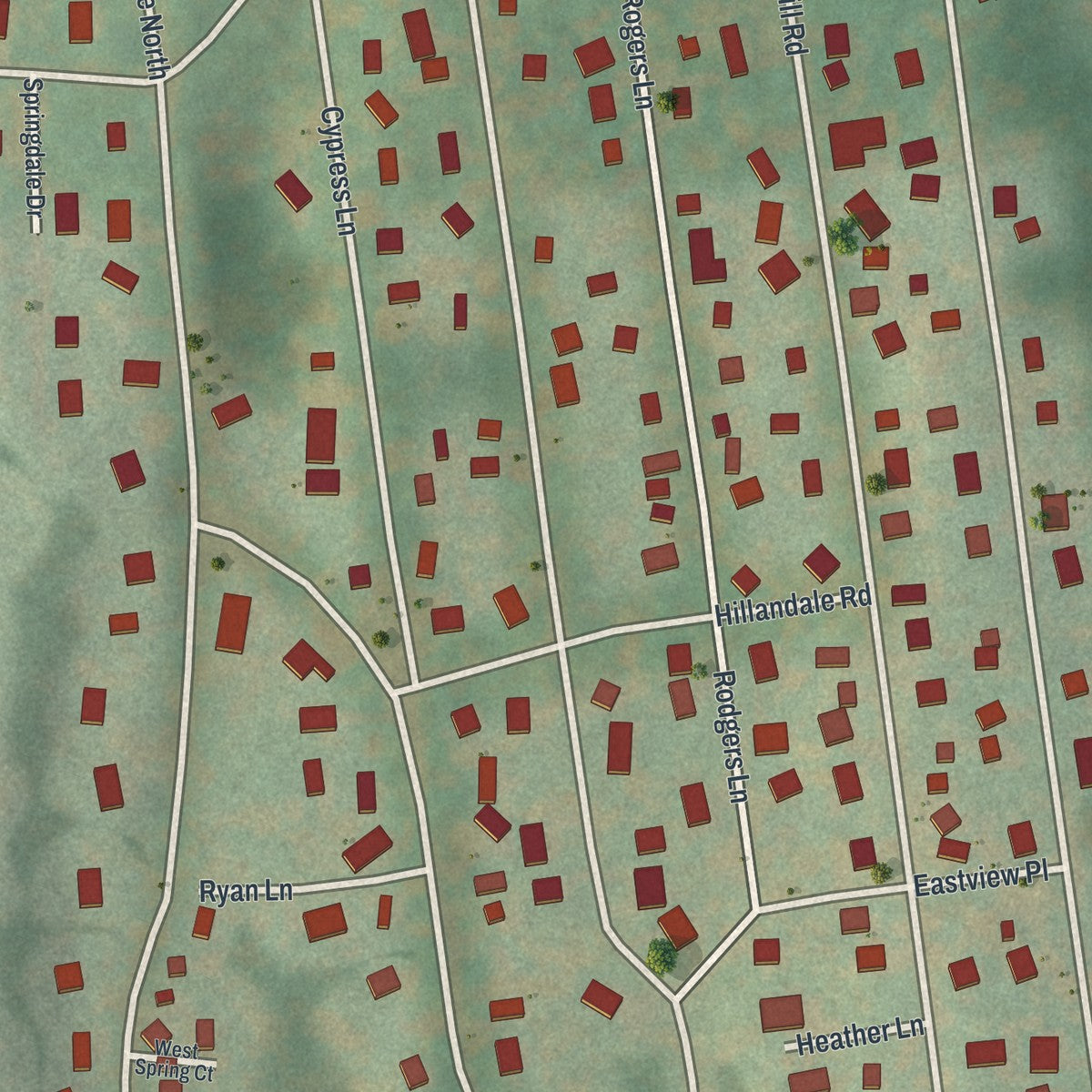 Close-up of the map of Shenorock, New York print showing street and building detail