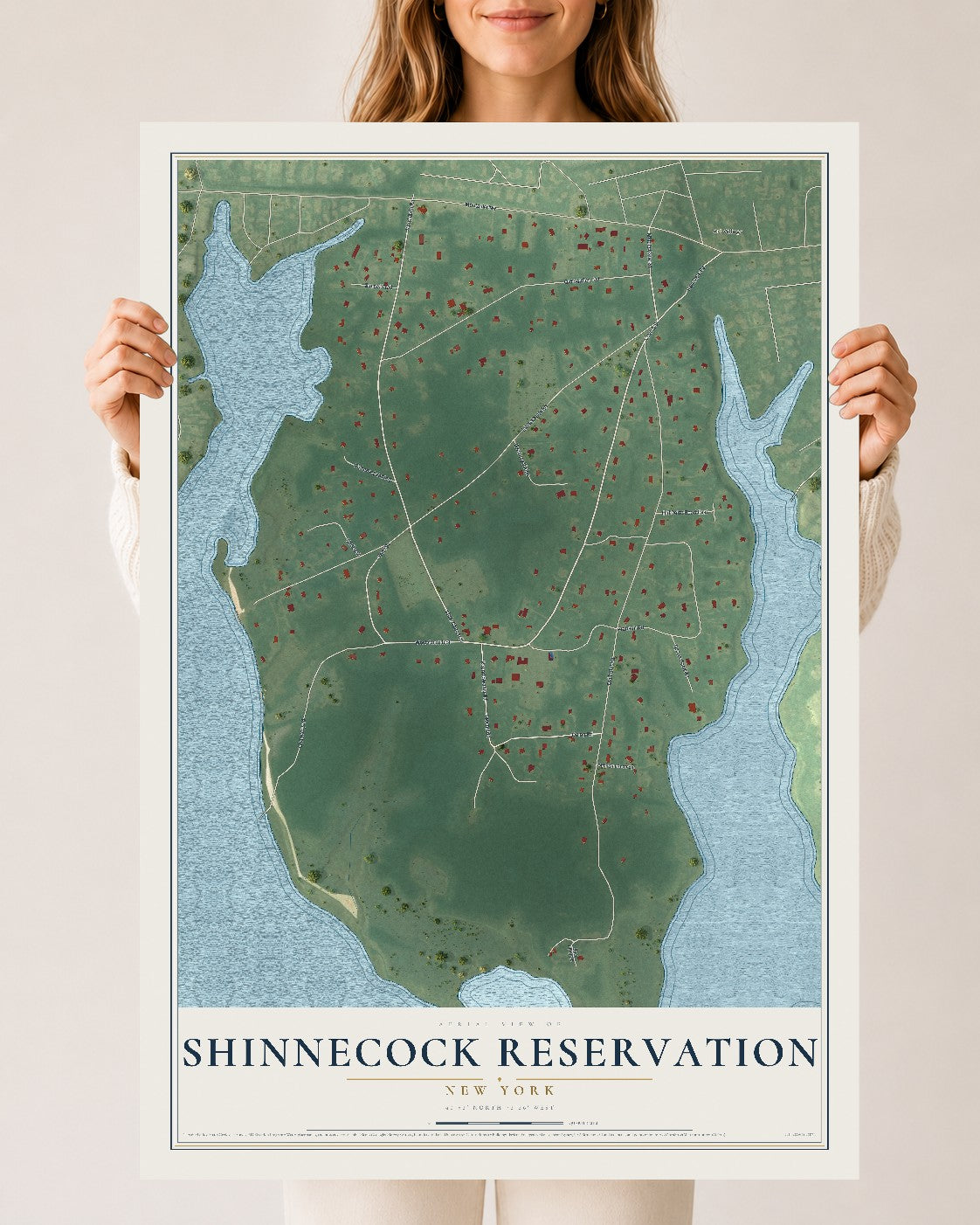 Shinnecock Reservation, New York map print, 24" x 36" Archival Matte Print mockup