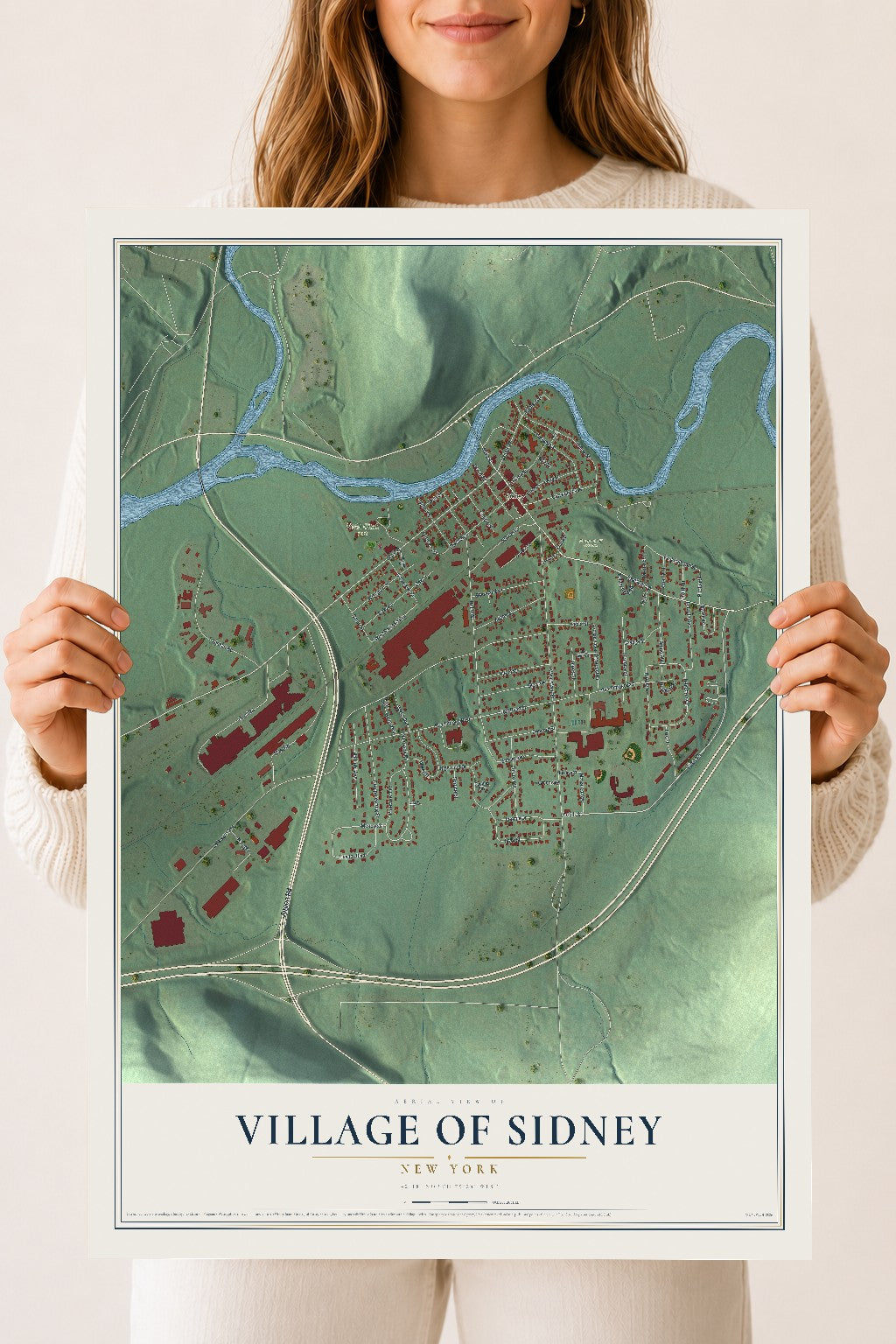 Sidney, New York map print, 18" x 24" Archival Matte Print mockup