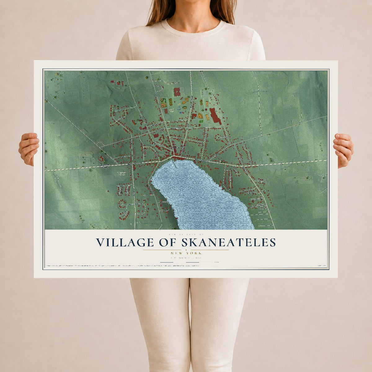 Skaneateles, New York map print, 24" x 36" Archival Matte Print mockup