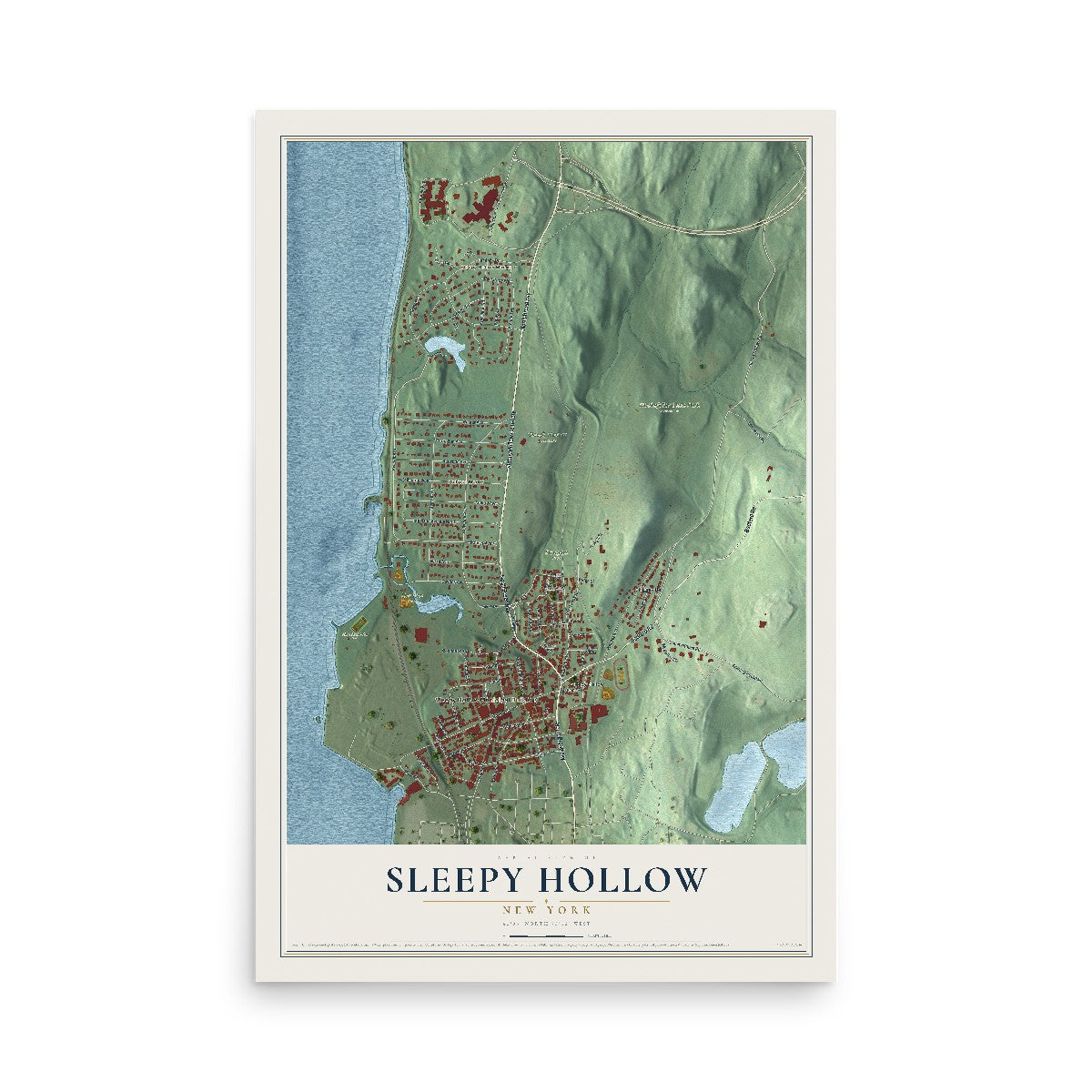 Sleepy Hollow, New York map print, 12" x 18" Archival Matte Print mockup