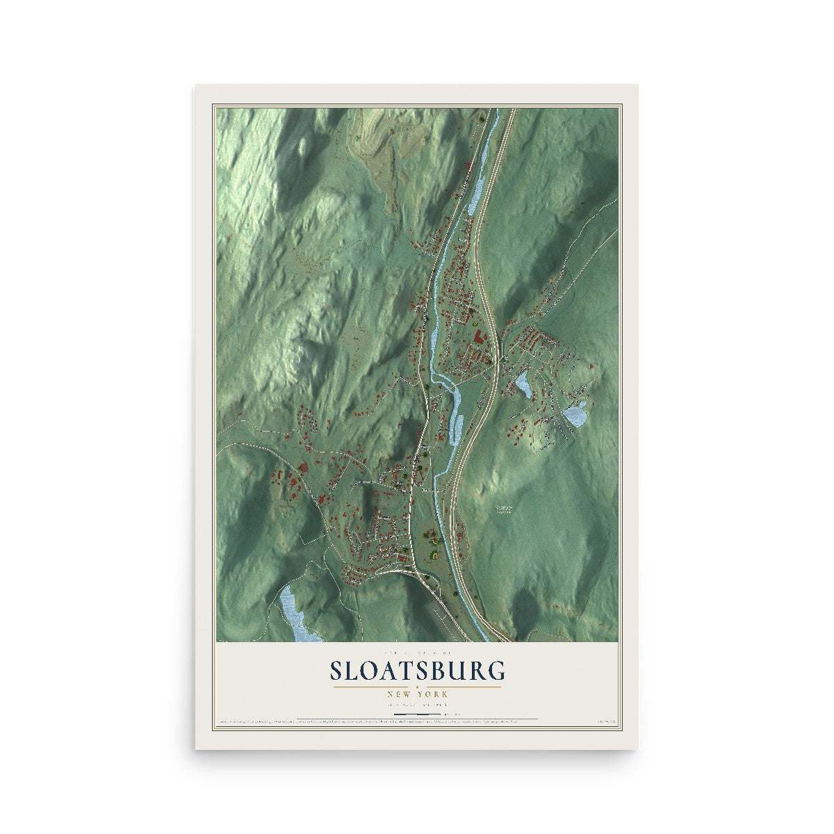 Sloatsburg, New York map print, 12" x 18" Archival Matte Print mockup