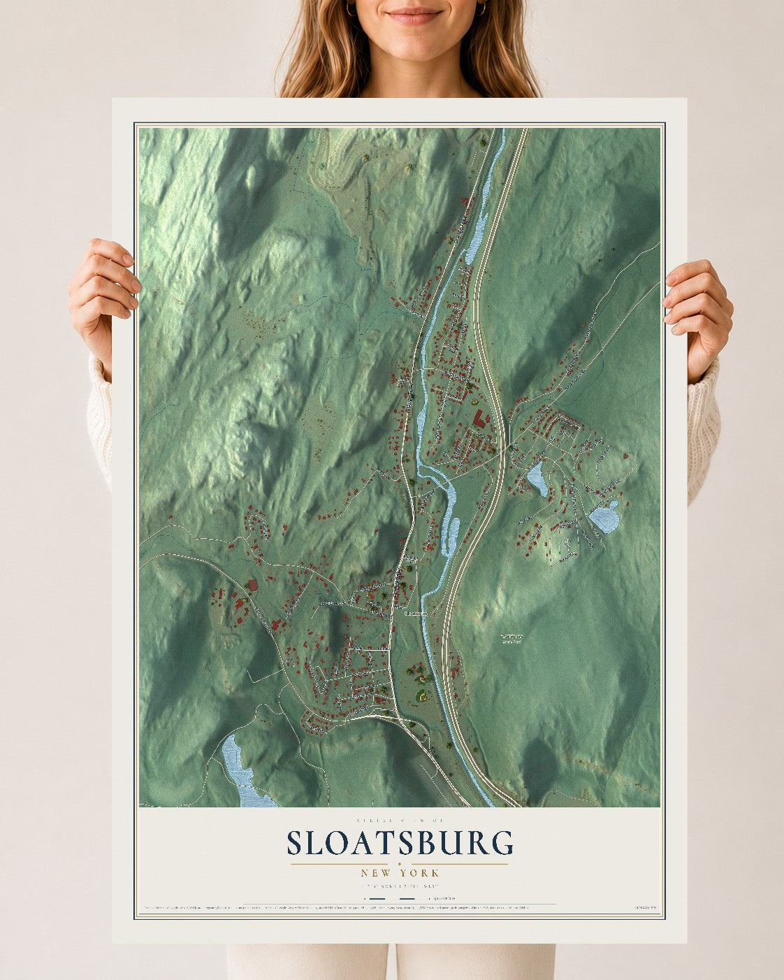 Sloatsburg, New York map print, 24" x 36" Archival Matte Print mockup