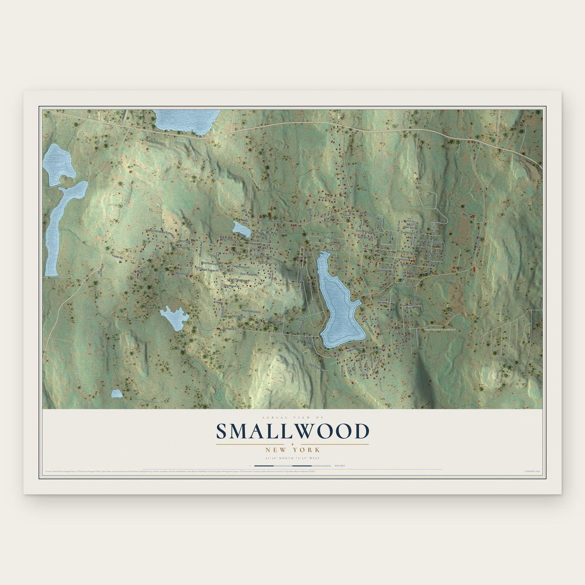 Smallwood, New York map print, the full design