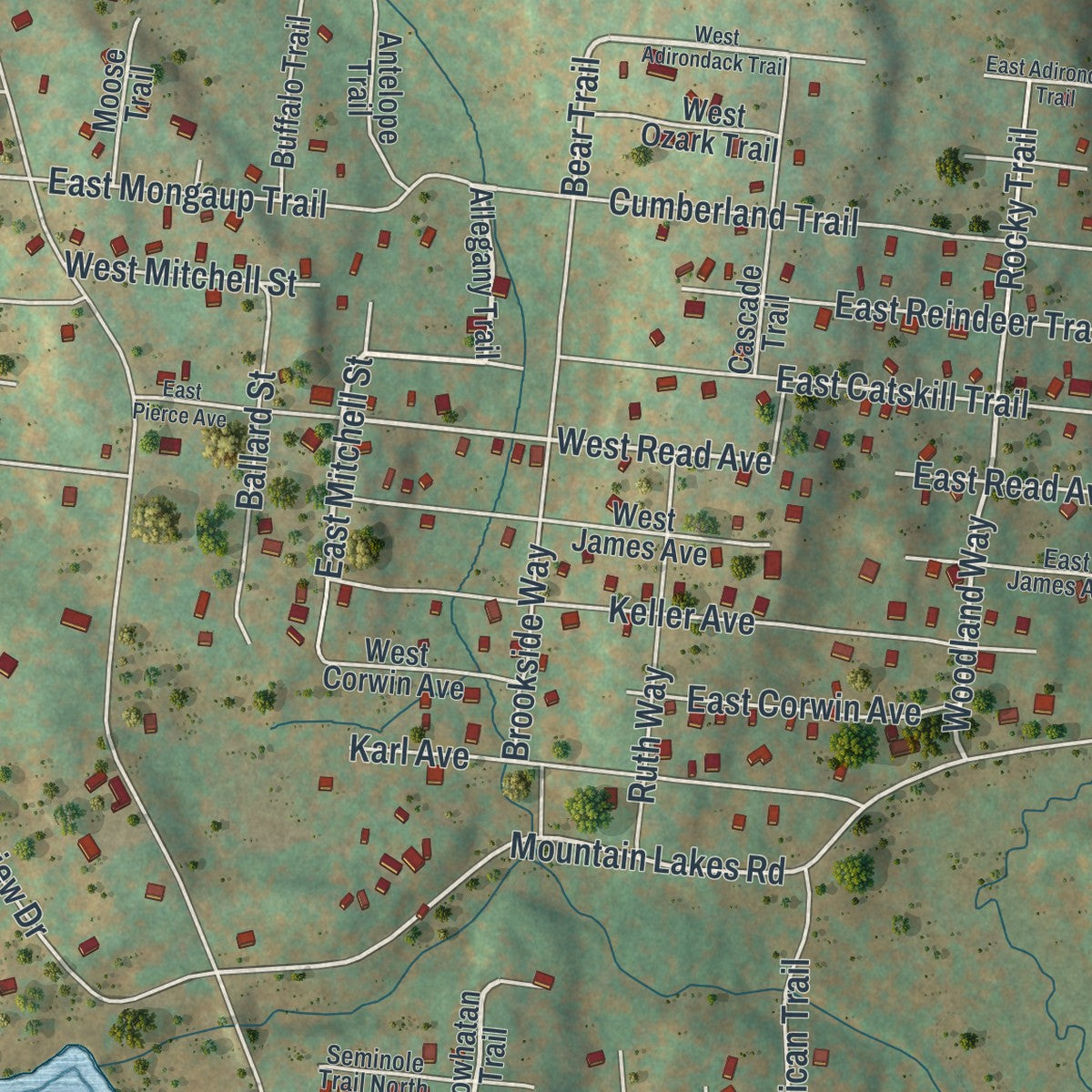 Close-up of the map of Smallwood, New York print showing street and building detail