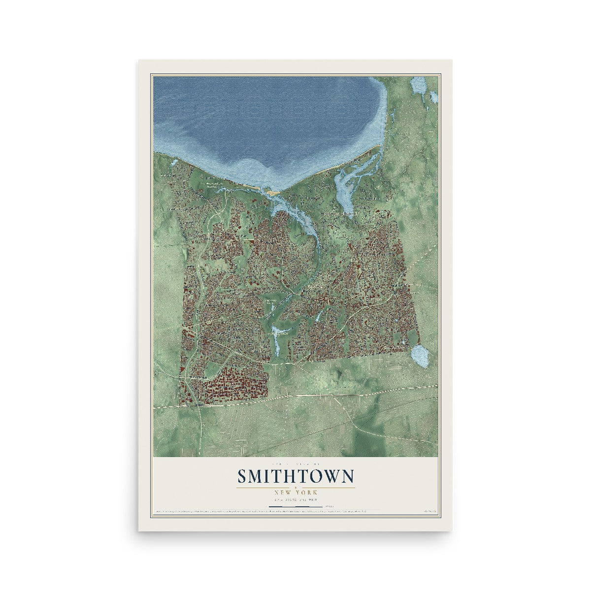 Smithtown, New York map print, 12" x 18" Archival Matte Print mockup