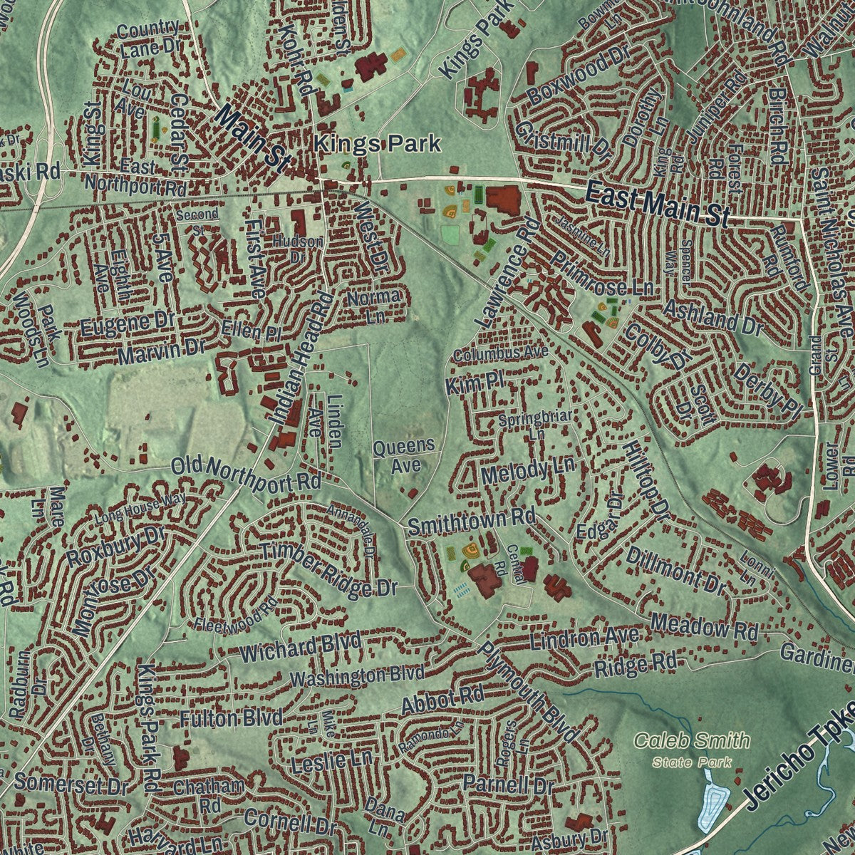 Close-up 2 of the Smithtown, New York map artwork