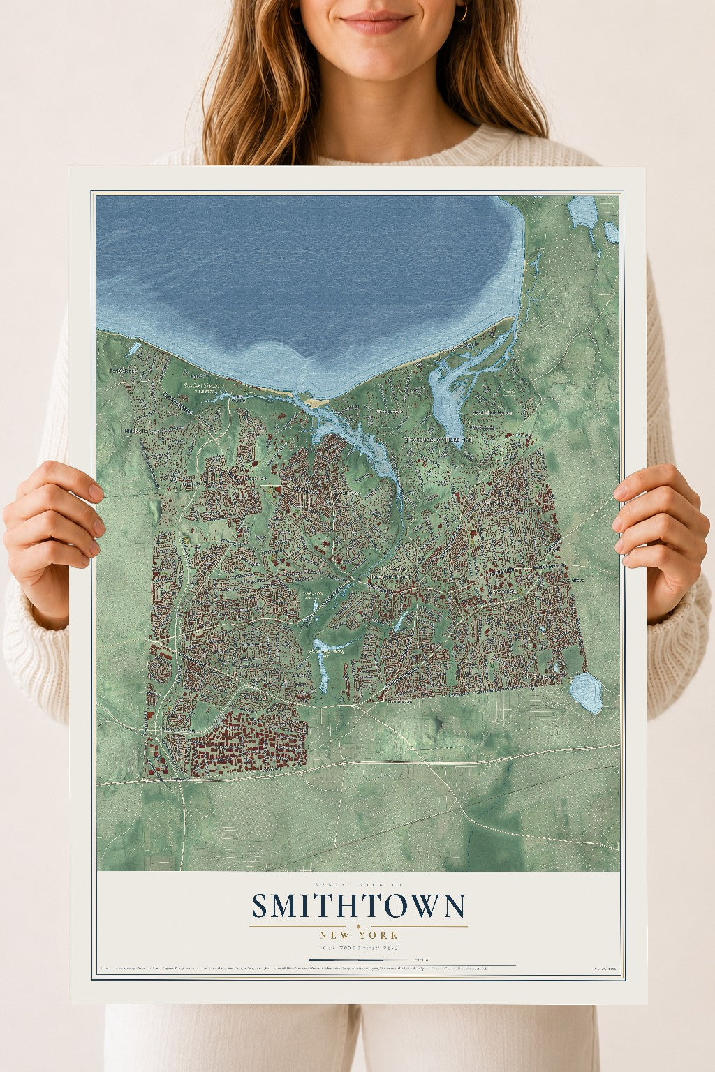 Smithtown, New York map print, 18" x 24" Archival Matte Print mockup