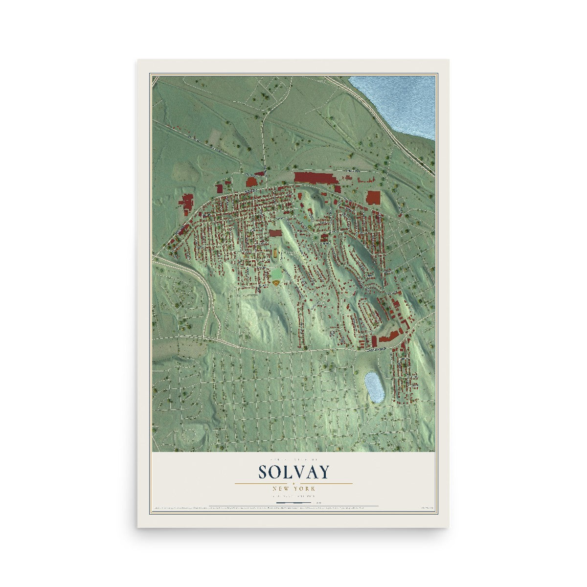 Solvay, New York map print, 12" x 18" Archival Matte Print mockup