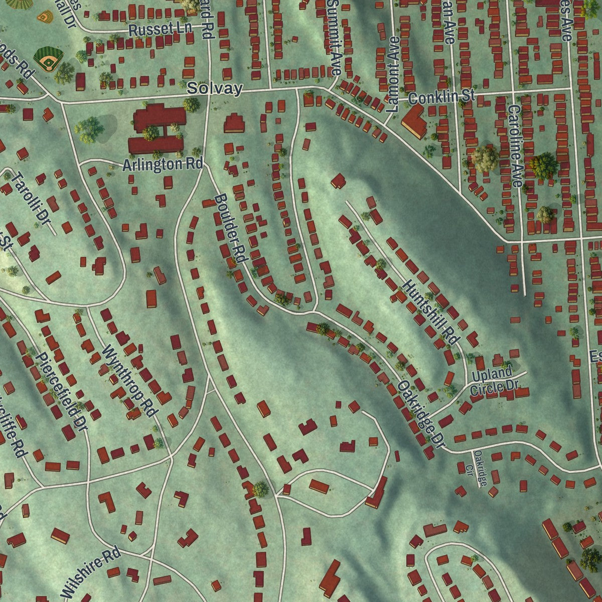 Close-up 2 of the Solvay, New York map artwork
