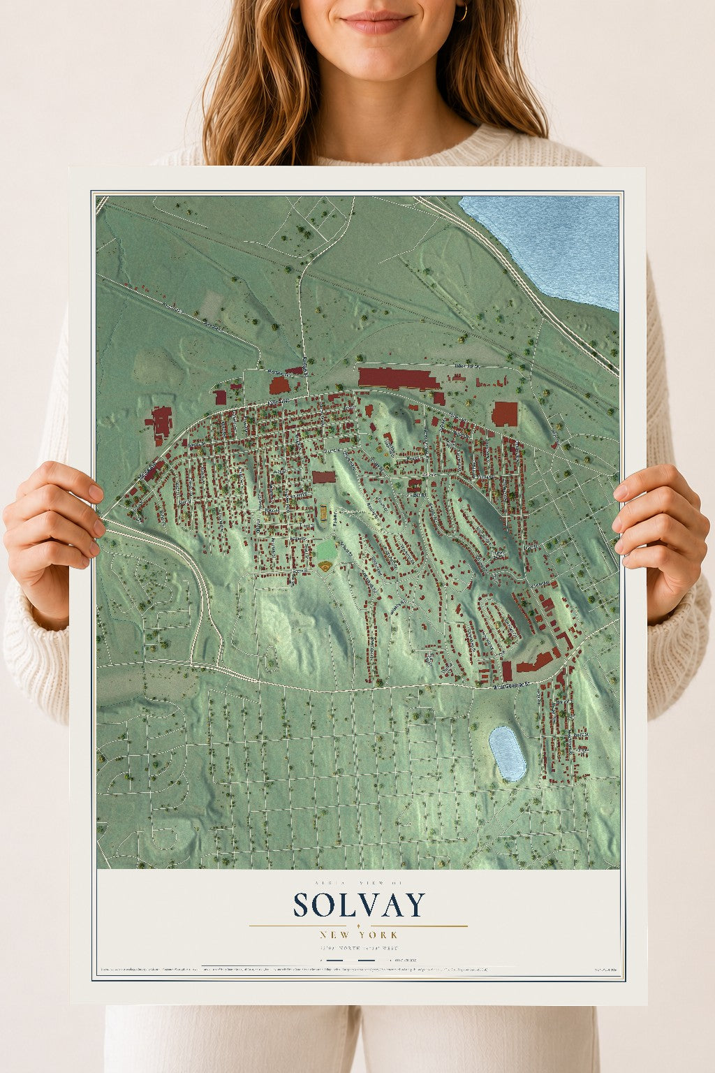 Solvay, New York map print, 18" x 24" Archival Matte Print mockup