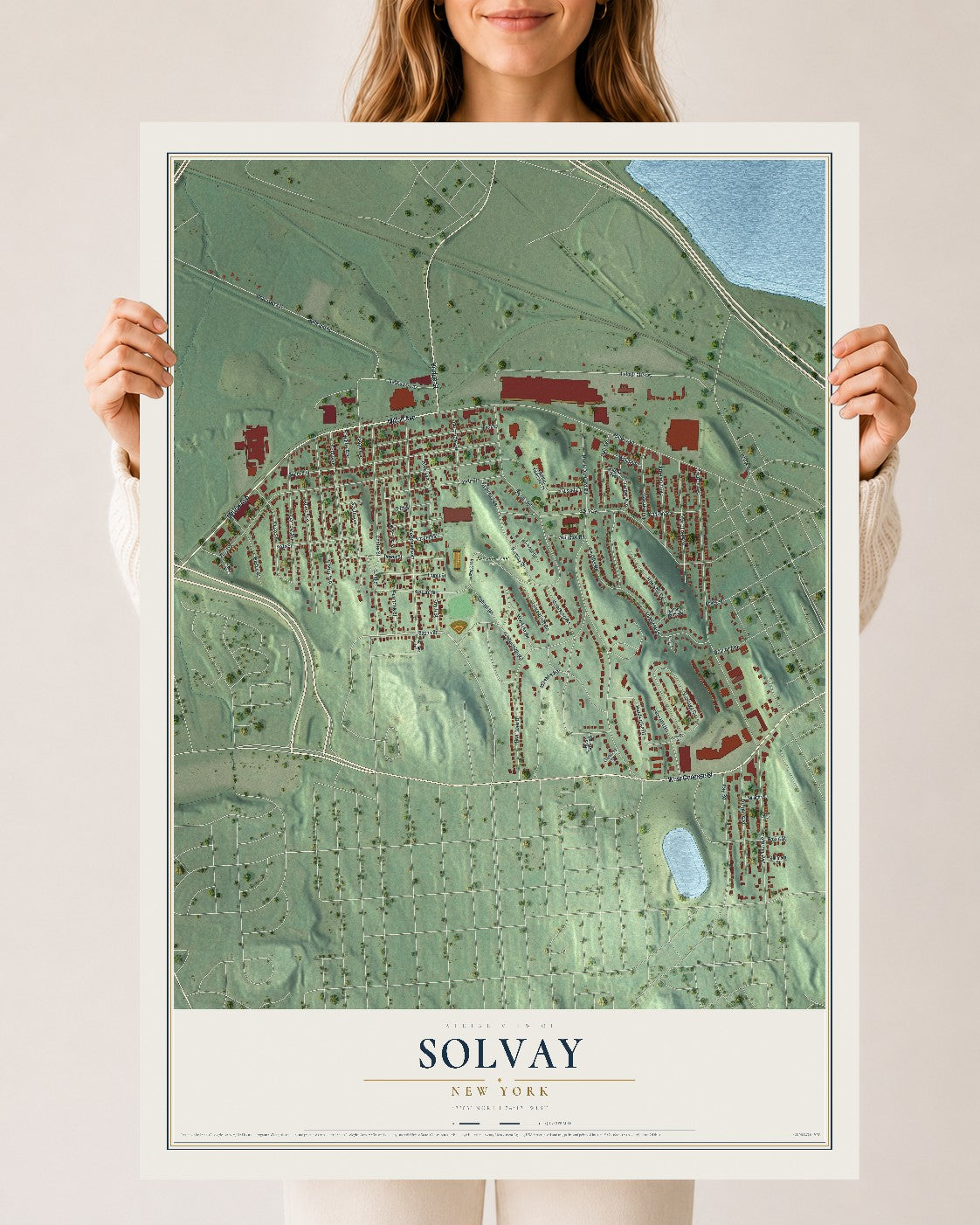 Solvay, New York map print, 24" x 36" Archival Matte Print mockup