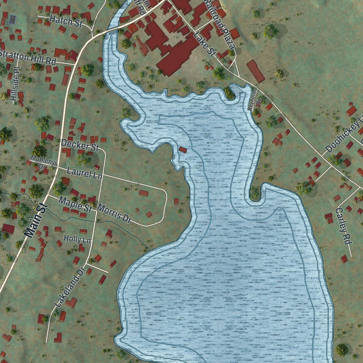 Close-up of the map of South Fallsburg, New York print showing street and building detail