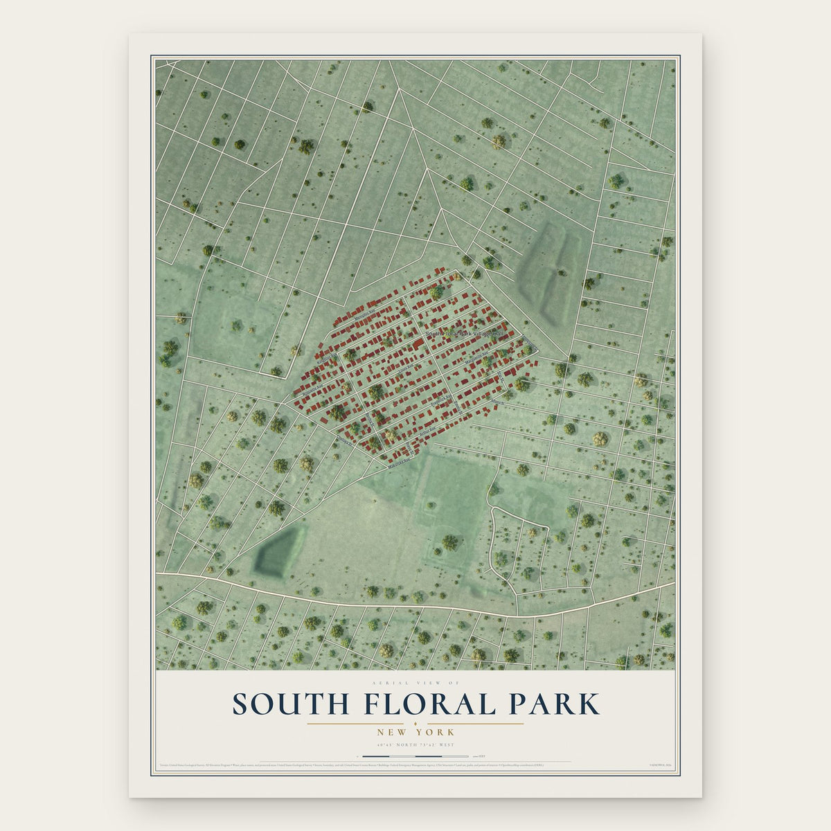 South Floral Park, New York map print, the full design