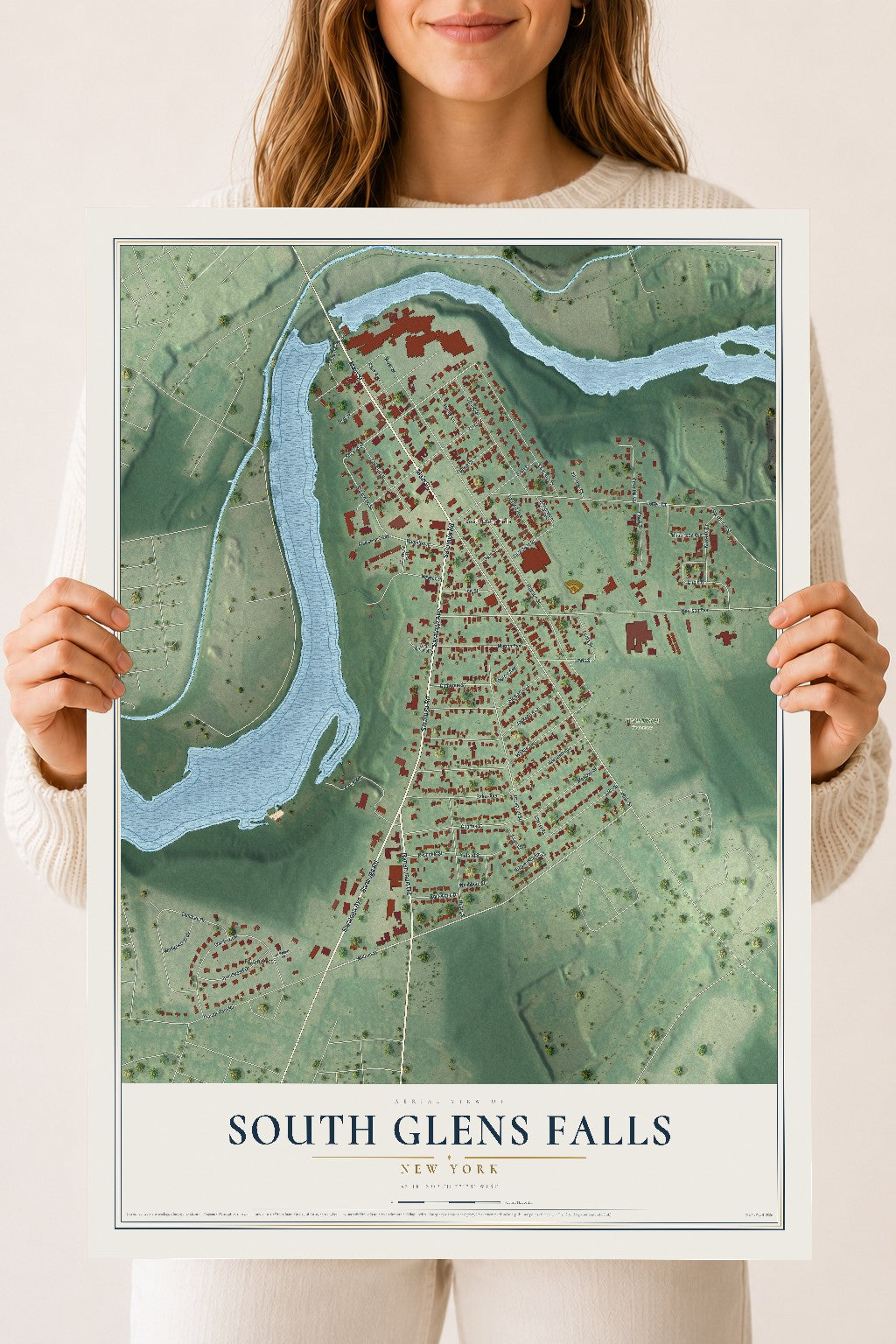 South Glens Falls, New York map print, 18" x 24" Archival Matte Print mockup