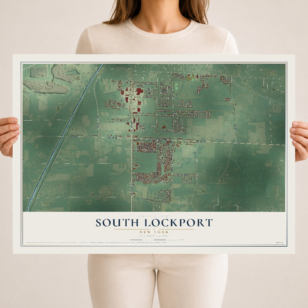 South Lockport, New York map print, 18" x 24" Archival Matte Print mockup