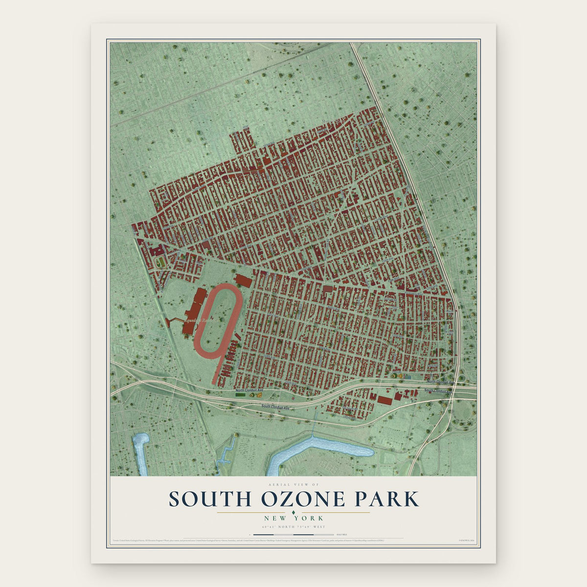 South Ozone Park, New York map print, the full design