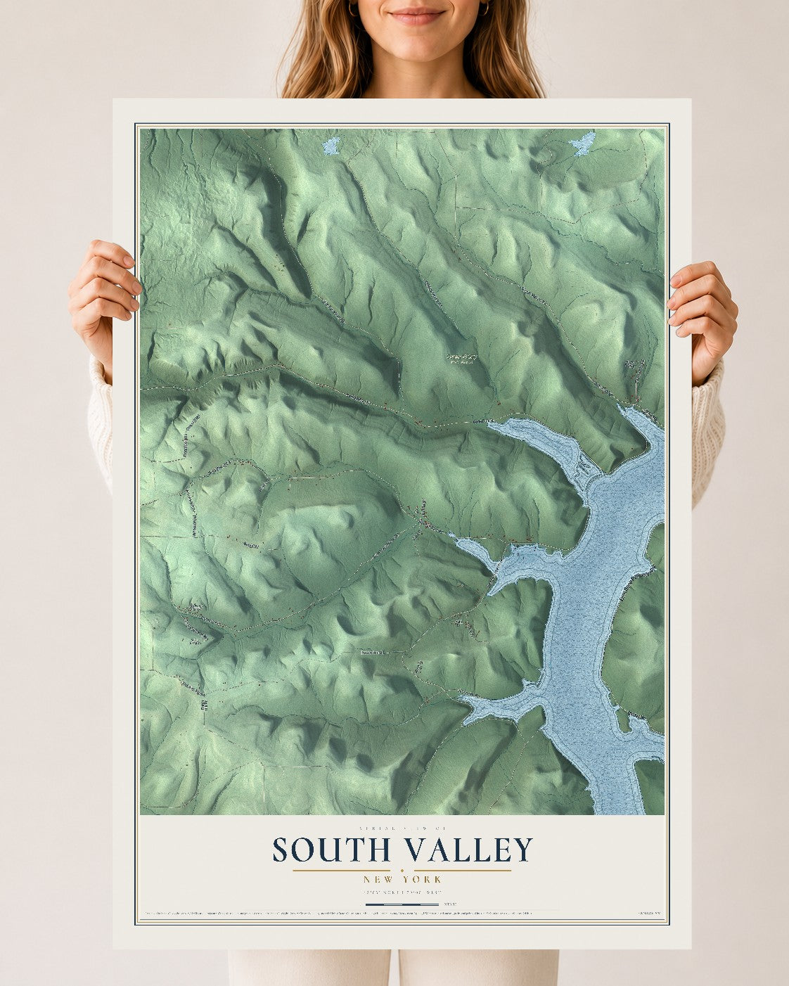 Map of South Valley, New York, 24 x 36 inch unframed archival matte print