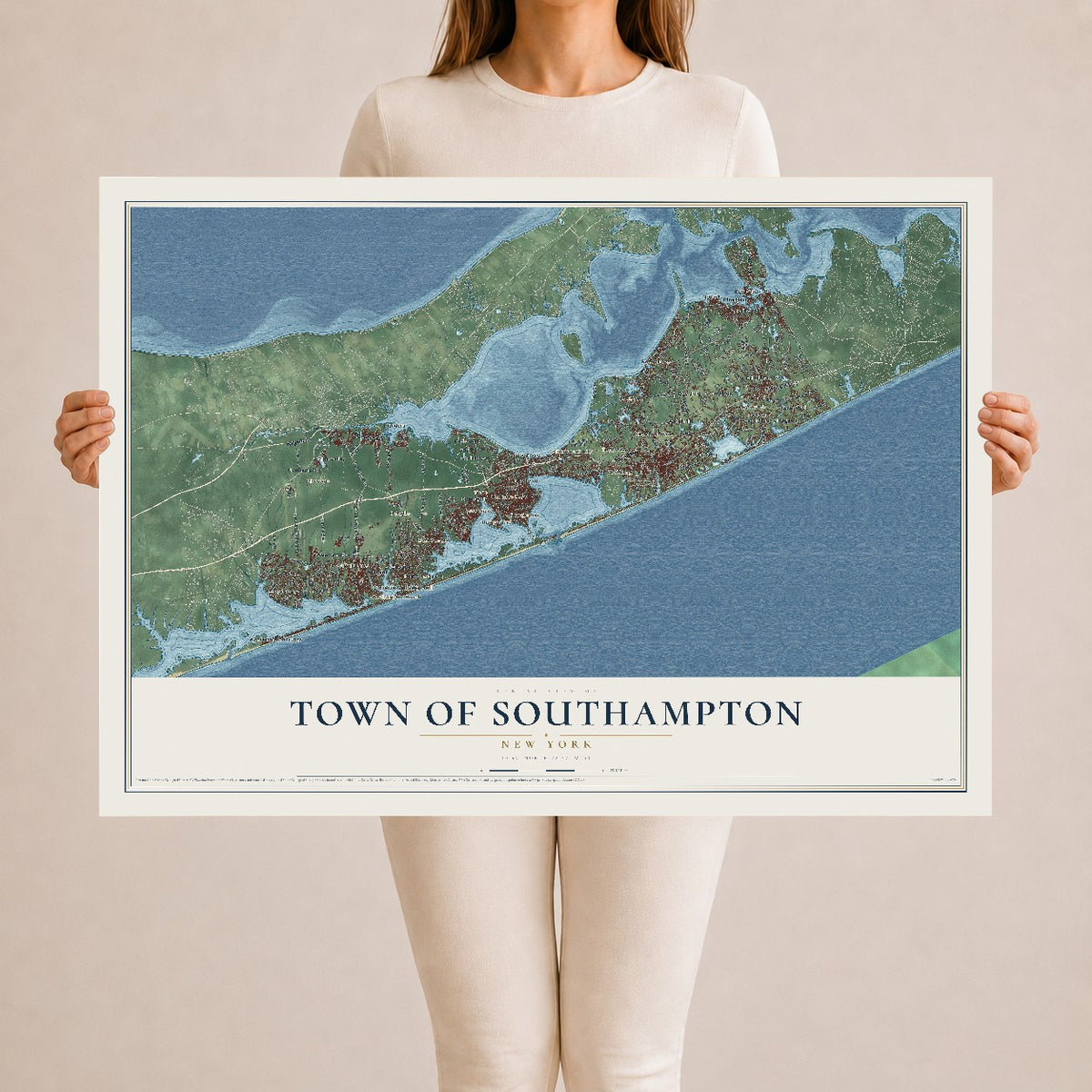Map of the Town of Southampton, New York, 24 x 36 inch unframed archival matte print