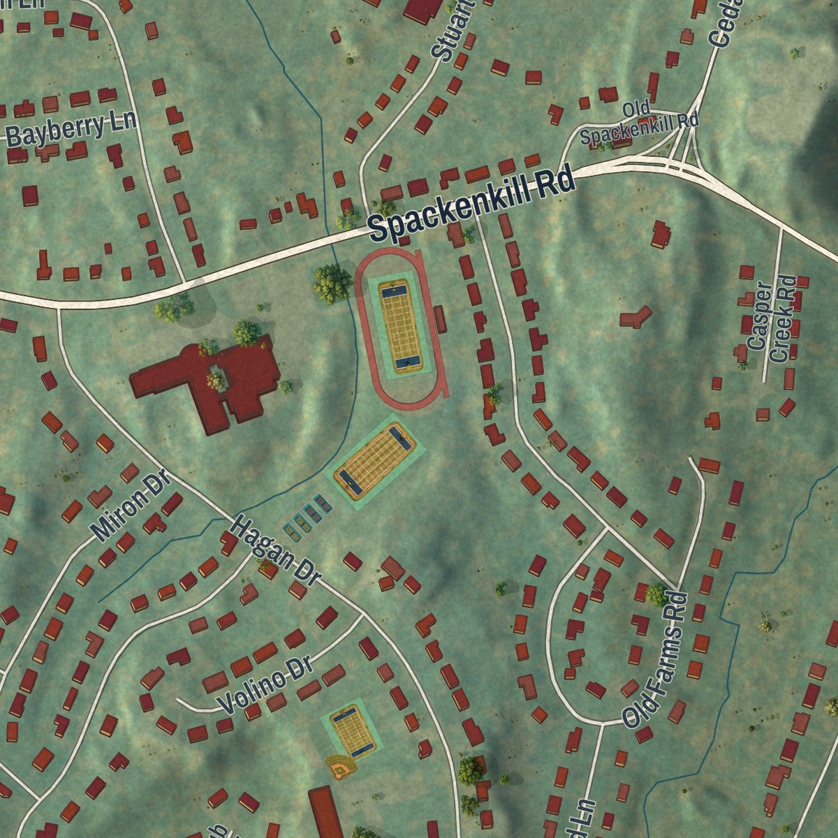 Close-up of the map of Spackenkill, New York print showing street and building detail