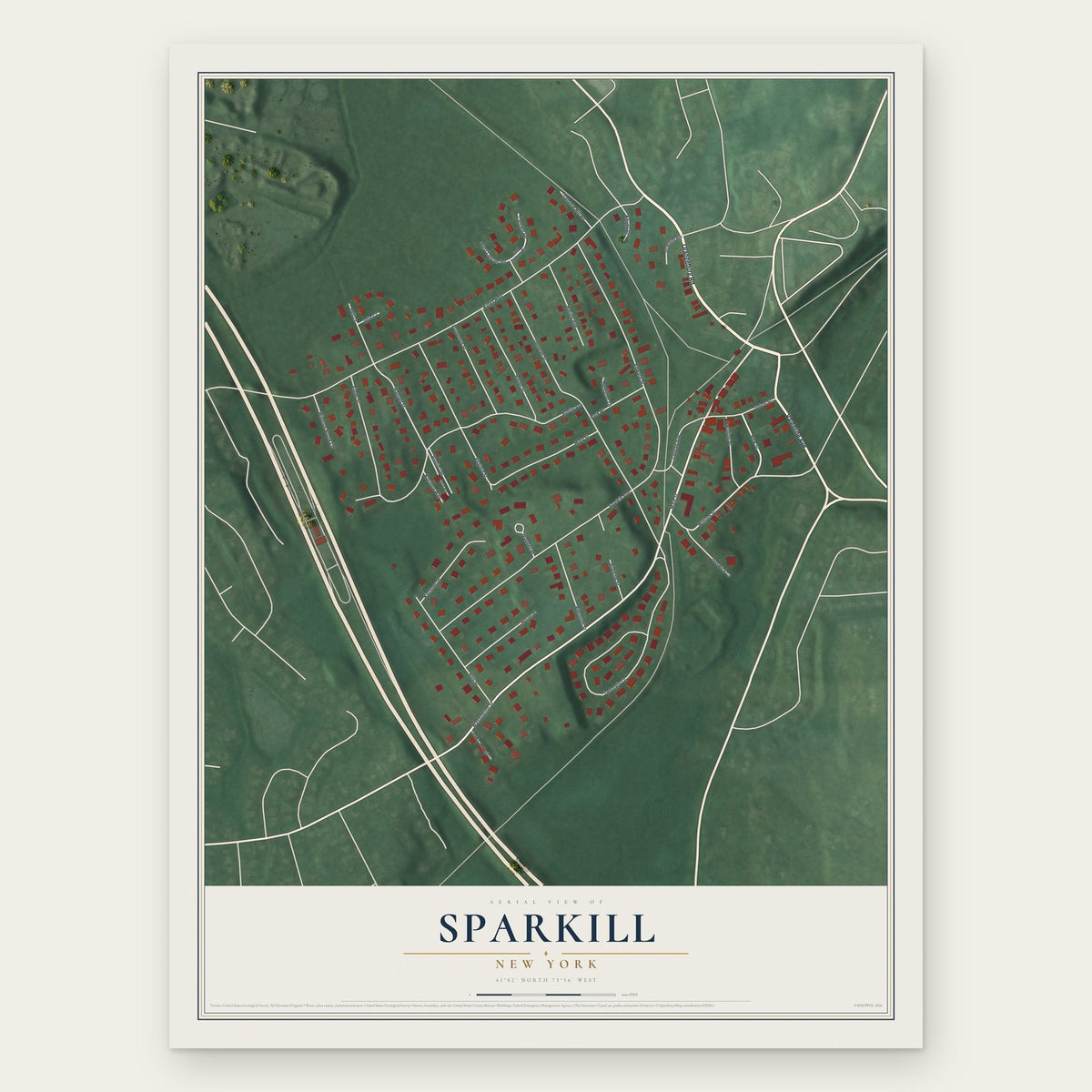 Sparkill, New York map print, the full design