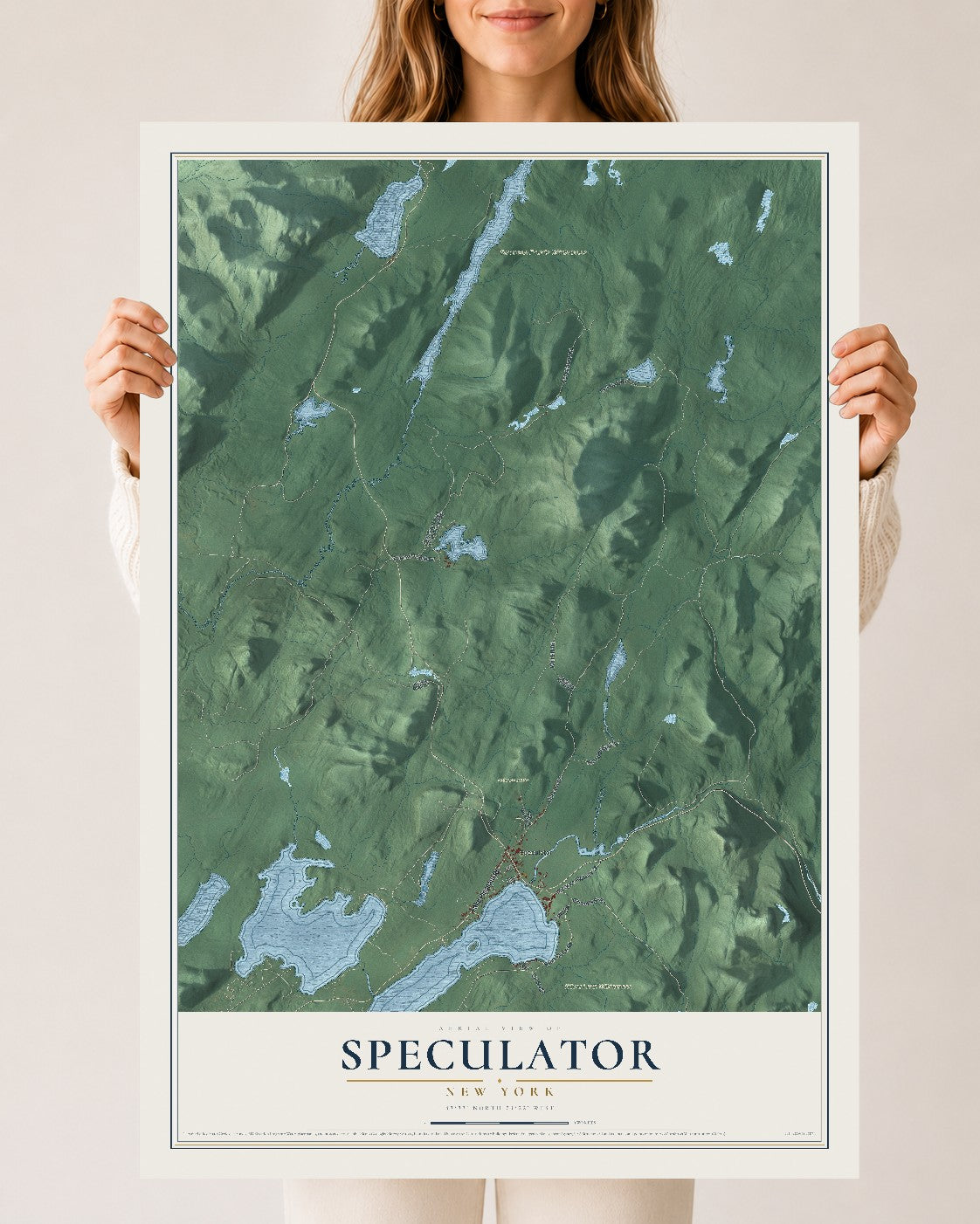 Speculator, New York map print, 24" x 36" Archival Matte Print mockup