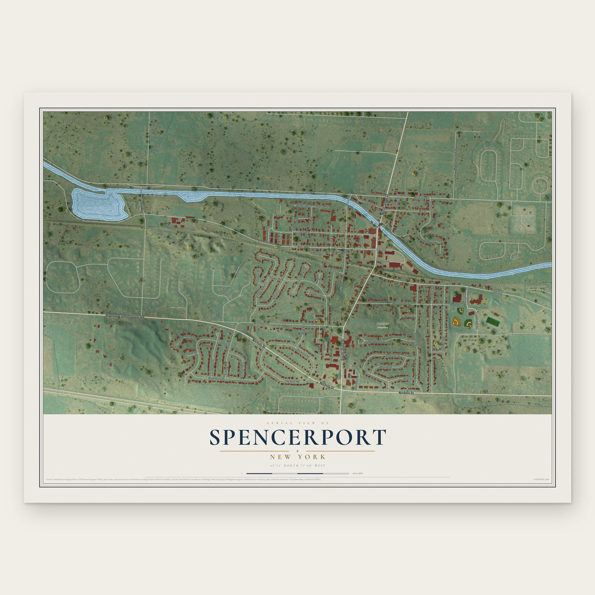 Spencerport, New York map print, the full design