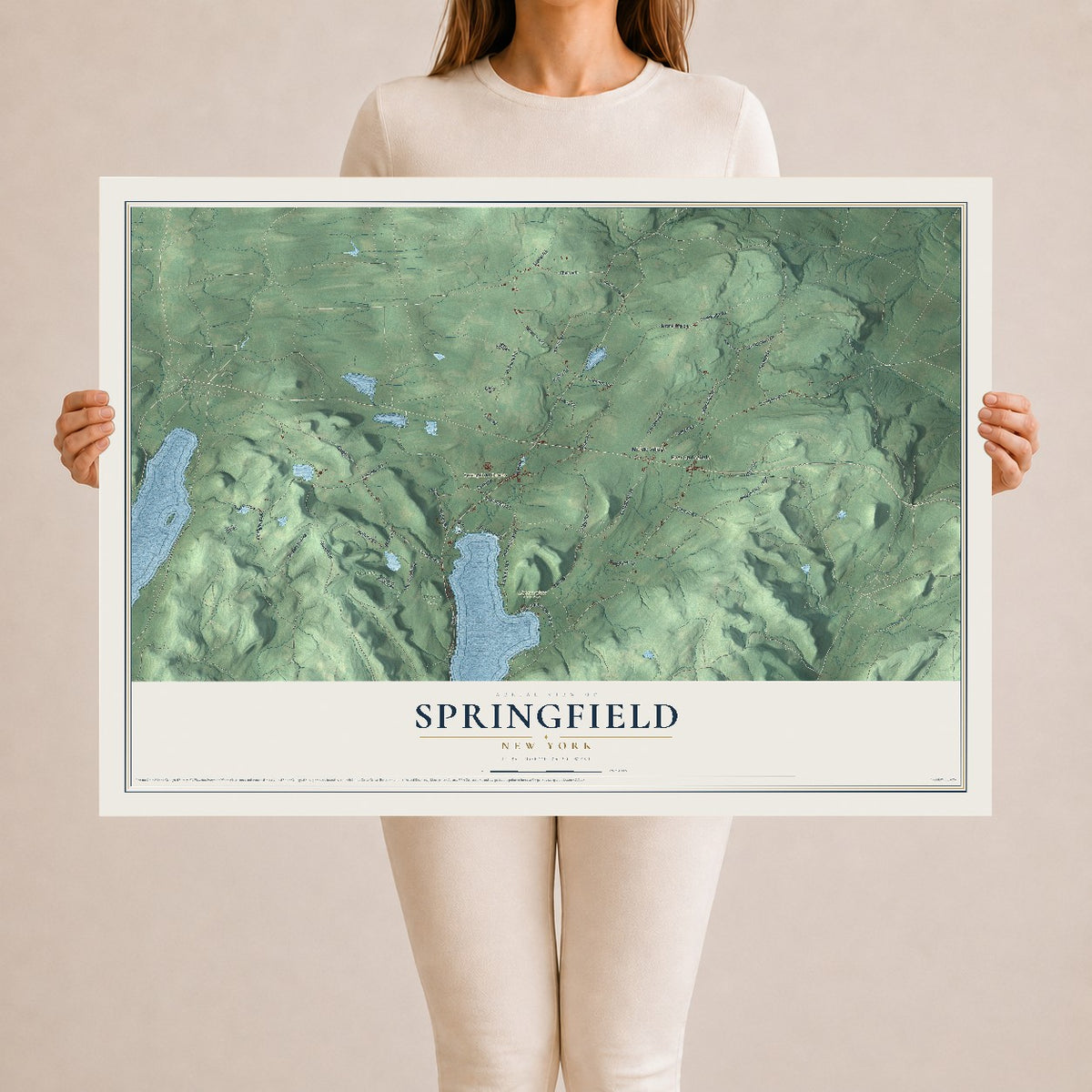 Springfield, New York map print, 24" x 36" Archival Matte Print mockup