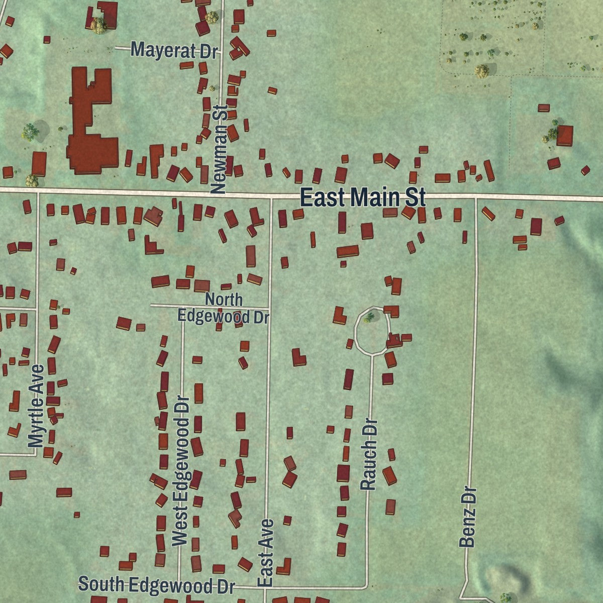 Close-up 2 of the Springville, New York map artwork