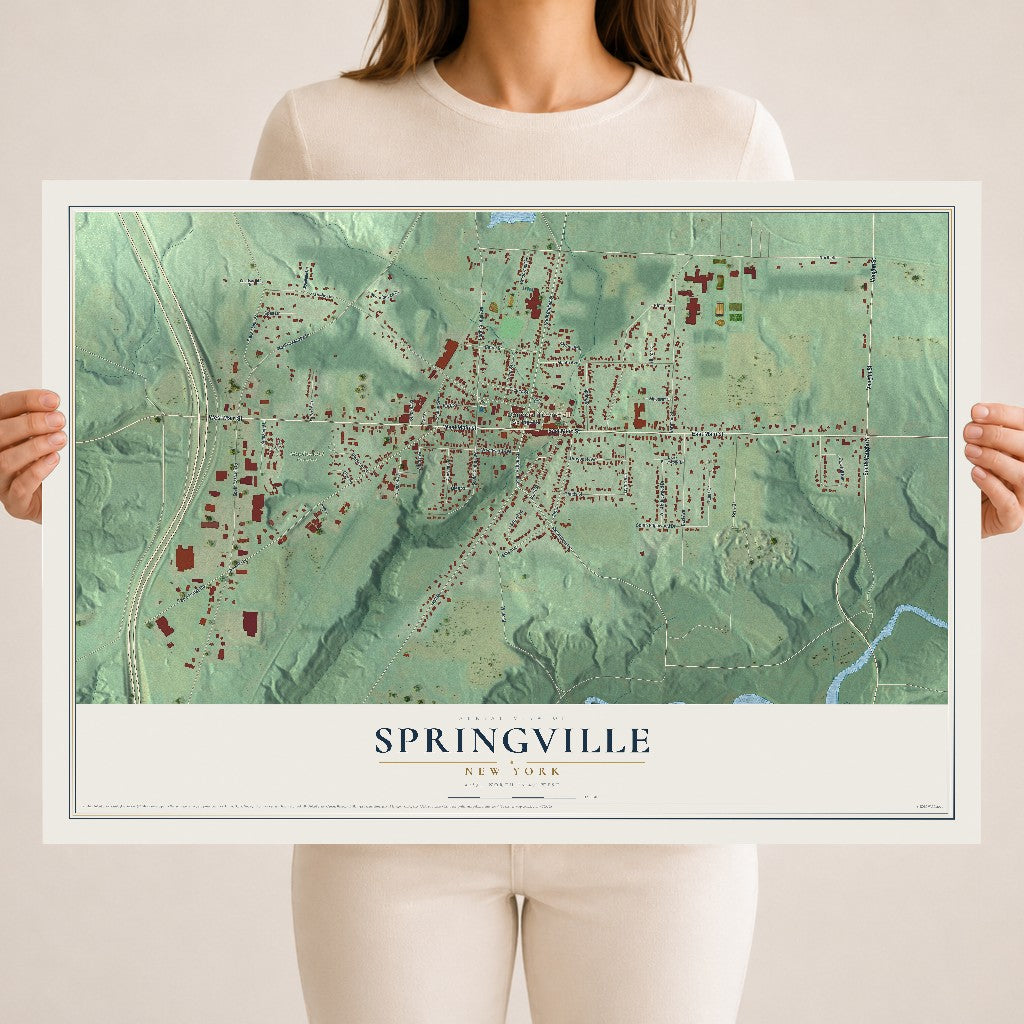 Springville, New York map print, 18" x 24" Archival Matte Print mockup