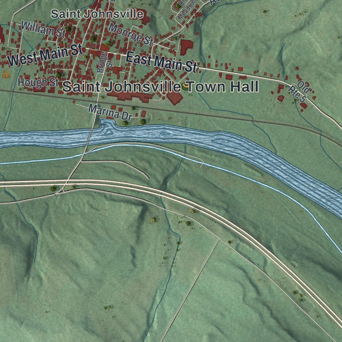 Close-up 1 of the St. Johnsville, New York map artwork