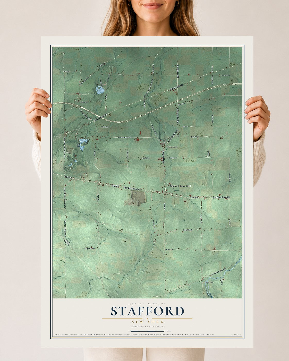 Stafford, New York map print, 24" x 36" Archival Matte Print mockup