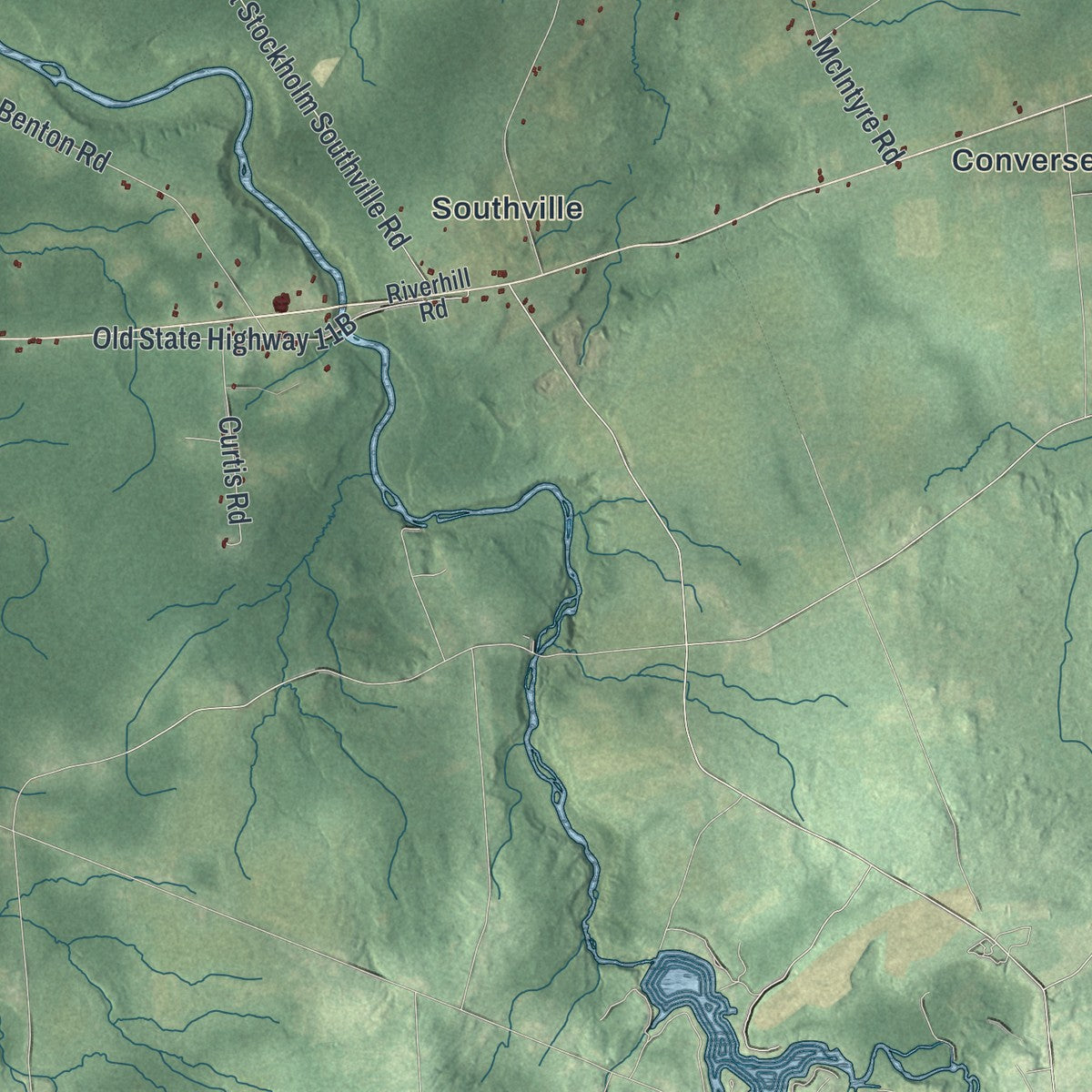 Close-up 2 of the Stockholm, New York map artwork
