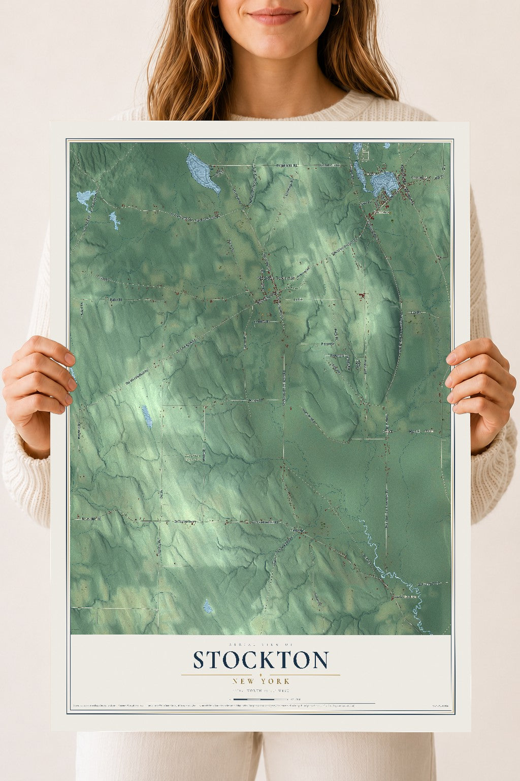 Stockton, New York map print, 18" x 24" Archival Matte Print mockup