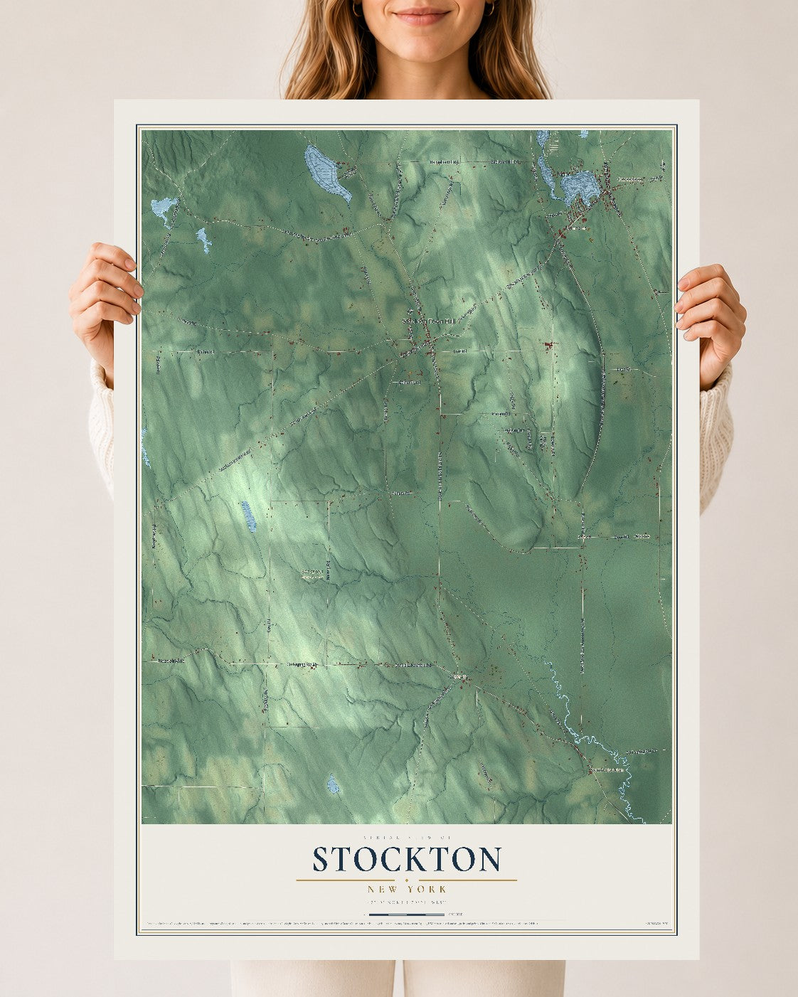Stockton, New York map print, 24" x 36" Archival Matte Print mockup