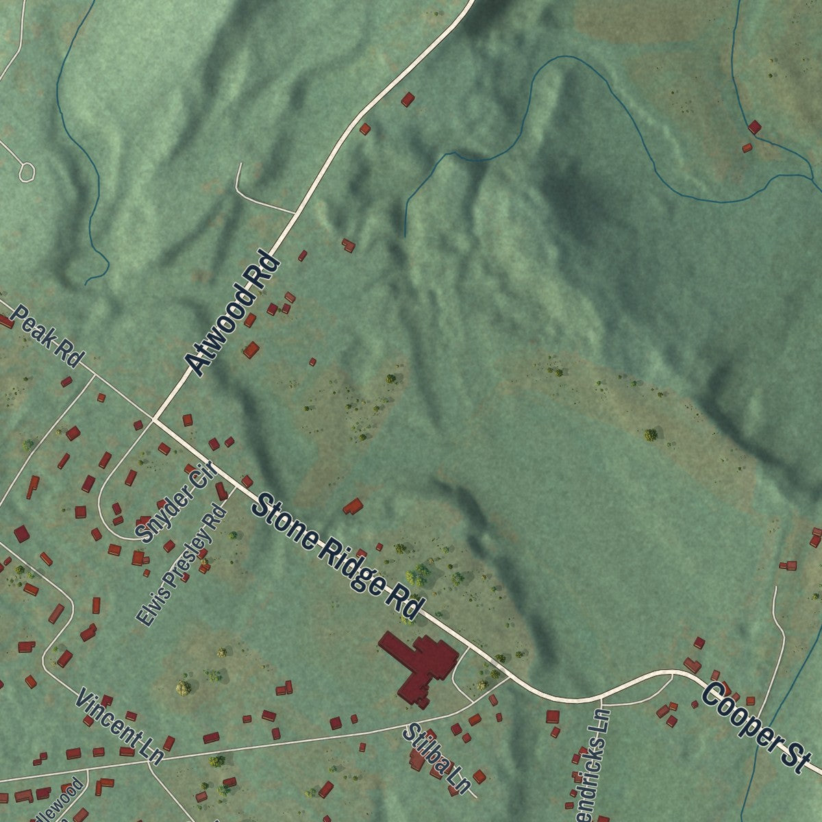Close-up of the map of Stone Ridge, New York print showing street and building detail