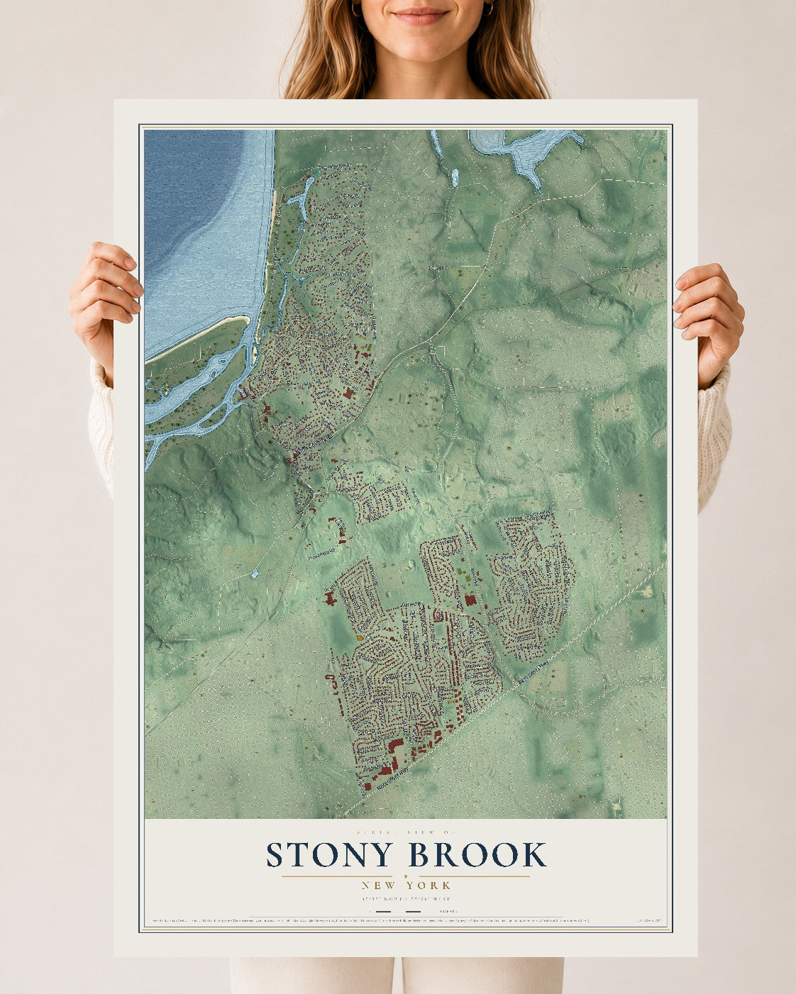 Stony Brook, New York map print, 24" x 36" Archival Matte Print mockup