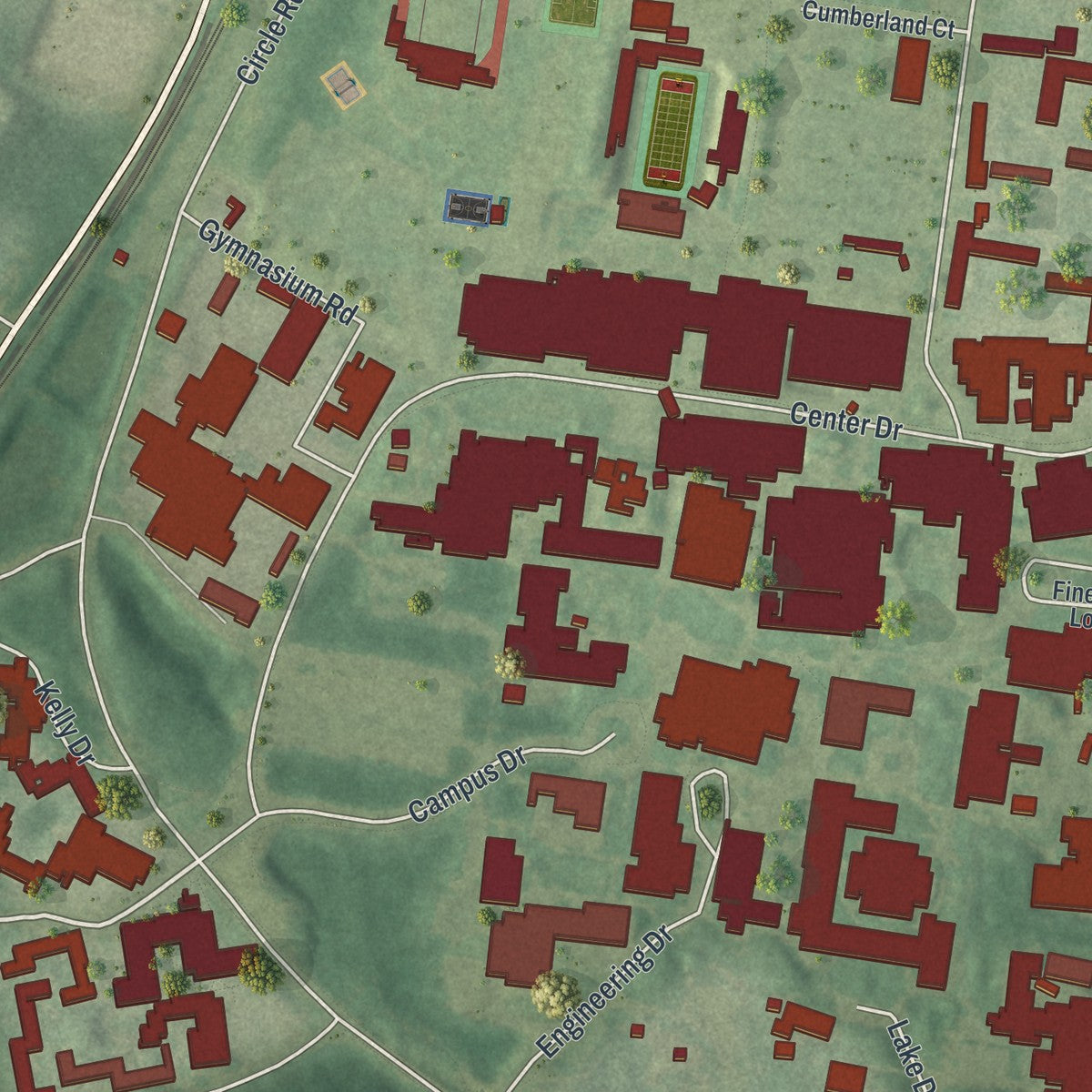 Close-up 1 of the Stony Brook University, New York map artwork