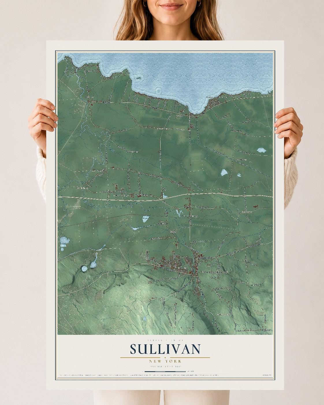 Sullivan, New York map print, 24" x 36" Archival Matte Print mockup