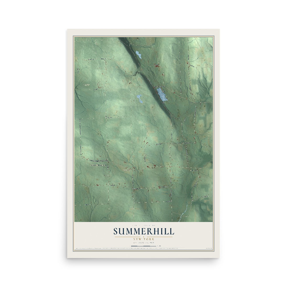 Summerhill, New York map print, 12" x 18" Archival Matte Print mockup