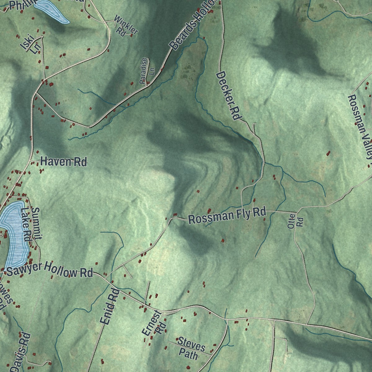 Close-up 2 of the Summit, New York map artwork